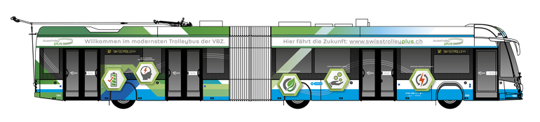Enlarged view: Profile of the new «SwissTrolley plus» bus